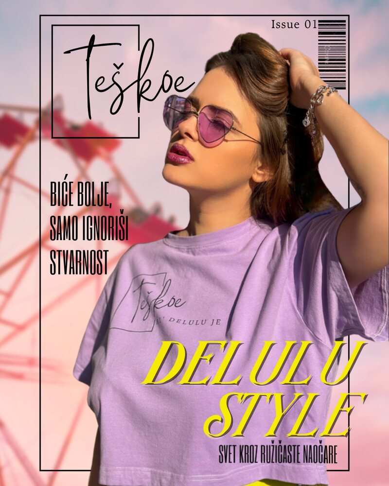 Teškoe cover in rosé light against a pink Ferris wheel — 'Delulu style'.
